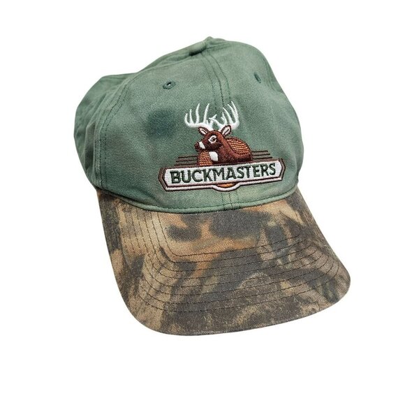 Buckmasters Green Camo Hunting Baseball Cap Hook Loop Closure Deer‎ Embroidery - Picture 1 of 6